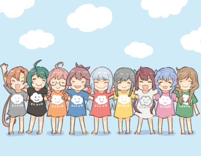 murakumo, akigumo, makigumo, yuugumo, asagumo, and 4 more (kantai collection) drawn by saiguchi_otoufu