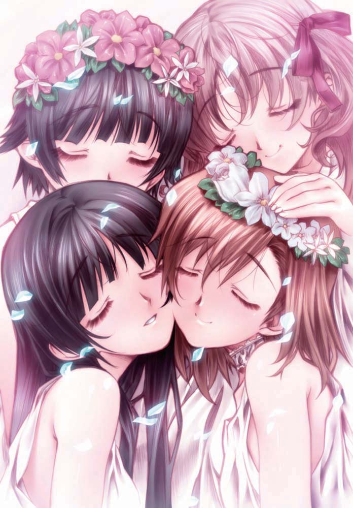 misaka mikoto, shirai kuroko, saten ruiko, and uiharu kazari (toaru majutsu no index and 1 more) drawn by senomoto_hisashi
