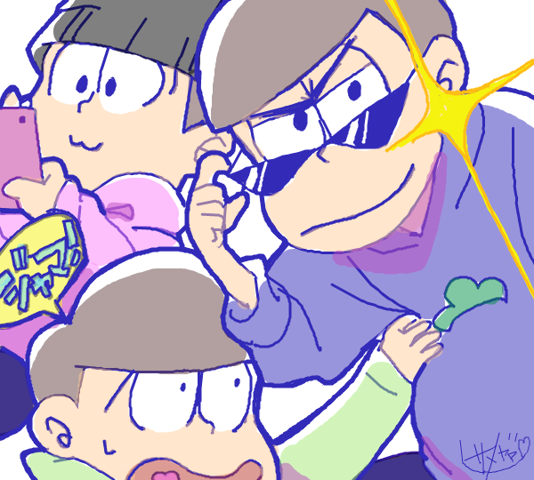 matsuno karamatsu, matsuno choromatsu, and matsuno todomatsu (osomatsu and 1 more) drawn by sameyama_jiro