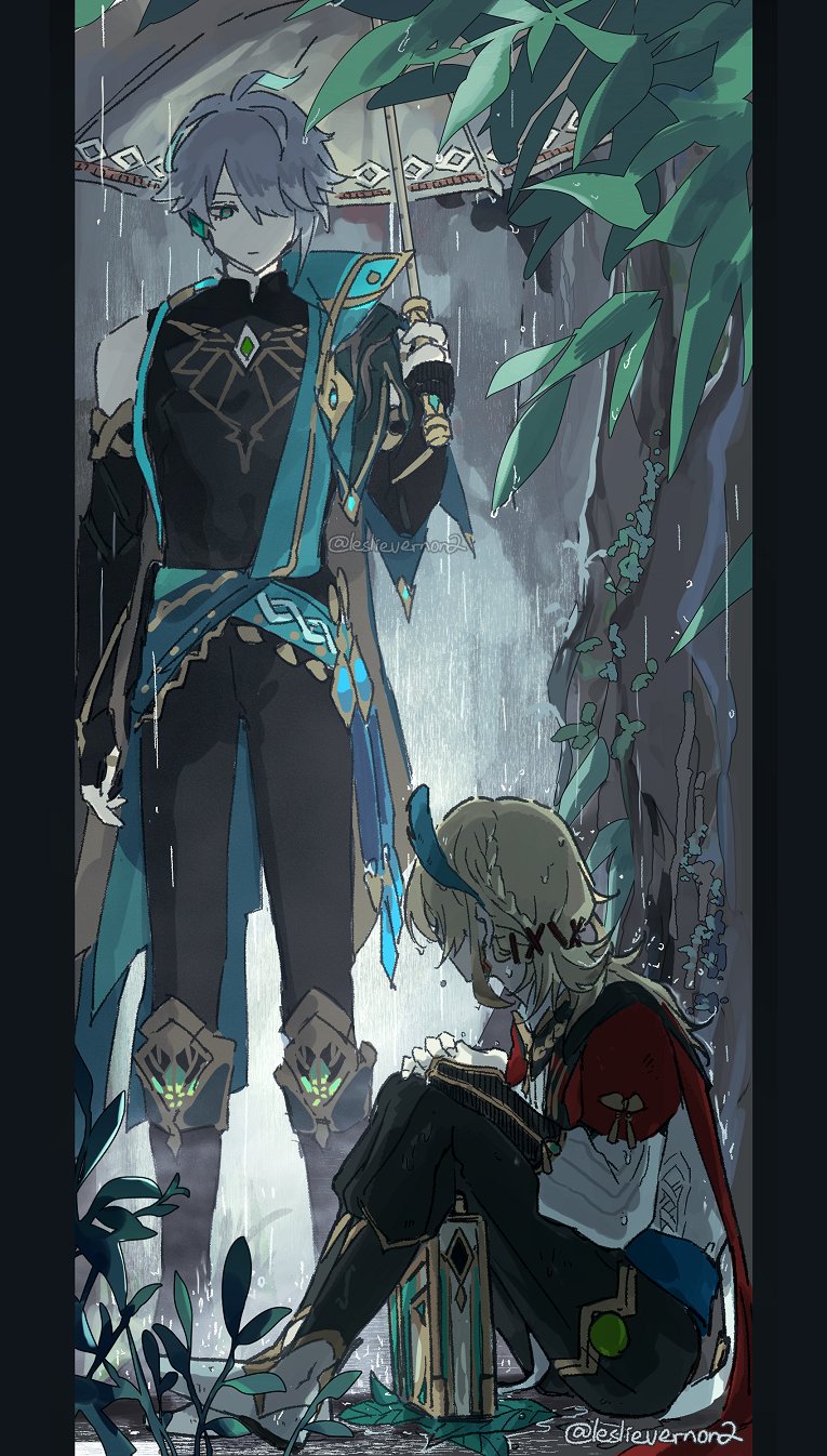 alhaitham, kaveh, and mehrak (genshin impact) drawn by naozi
