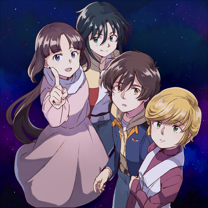mineva lao zabi, banagher links, audrey burne, tiffa adill, and garrod ran (gundam and 2 more) drawn by anko_(w-anco)