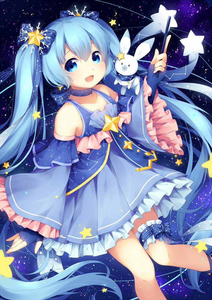 hatsune miku, yuki miku, and rabbit yukine (vocaloid and 1 more) drawn by hikariin25