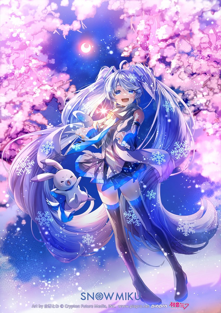 hatsune miku, yuki miku, and rabbit yukine (vocaloid and 1 more) drawn by shirayuki_towa