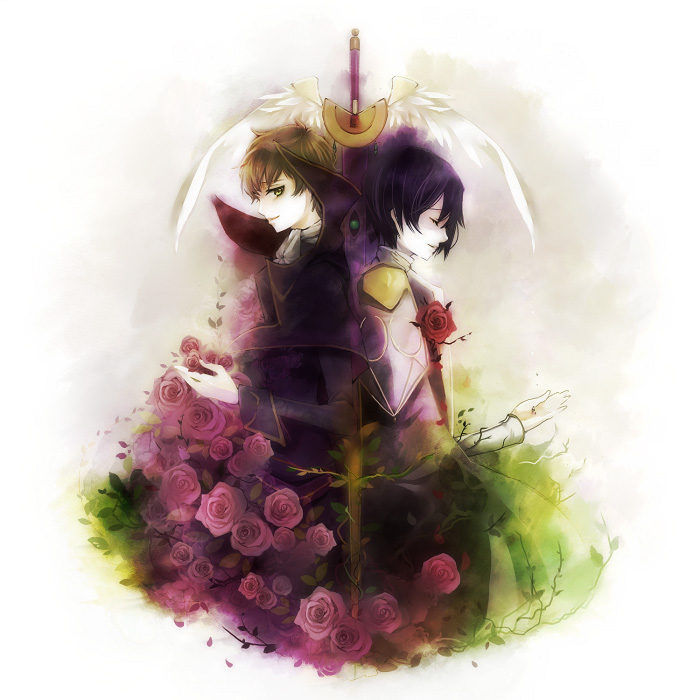lelouch vi britannia and kururugi suzaku (code geass) drawn by yuukichi