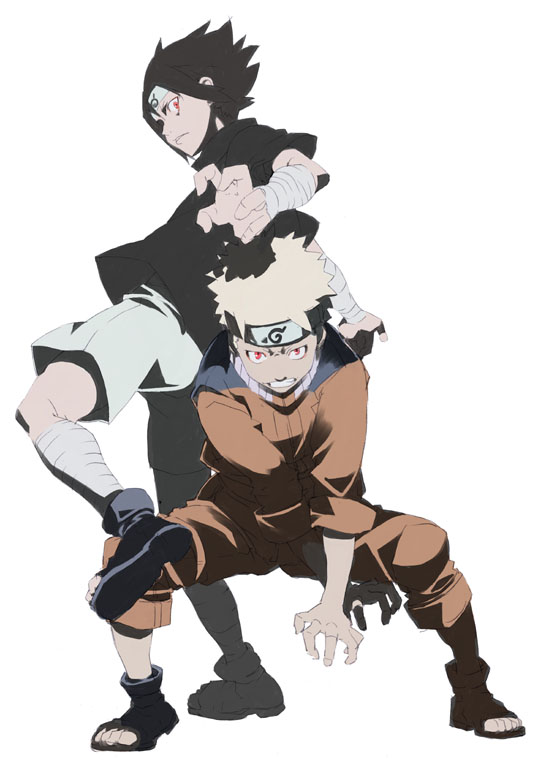 uzumaki naruto and uchiha sasuke (naruto) drawn by murasaki_hisato