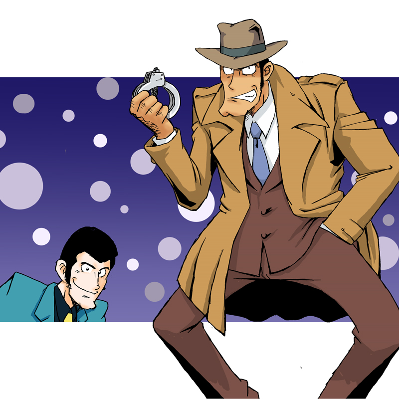arsene lupin iii, zenigata kouichi, naya gorou, and yamada yasuo (lupin iii) drawn by azuki_osamitsu