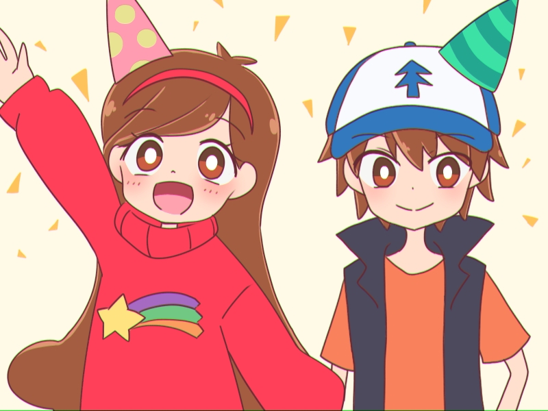 mabel pines and dipper pines (gravity falls) drawn by hi_meso302