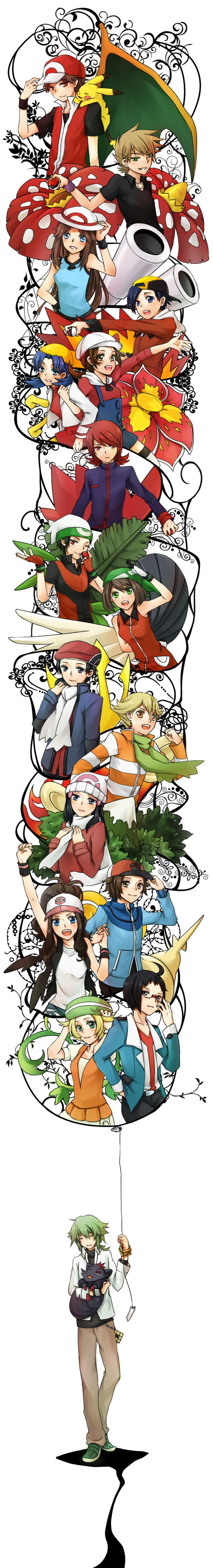 pikachu, dawn, may, hilda, red, and 29 more (pokemon and 8 more) drawn by yxyunxy