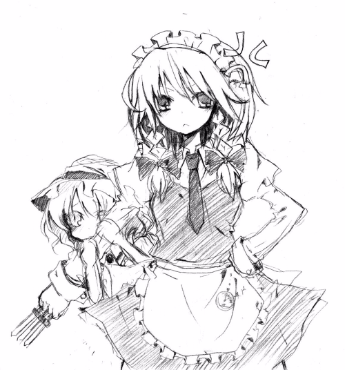 remilia scarlet and izayoi sakuya (touhou) drawn by sakusakumonoka