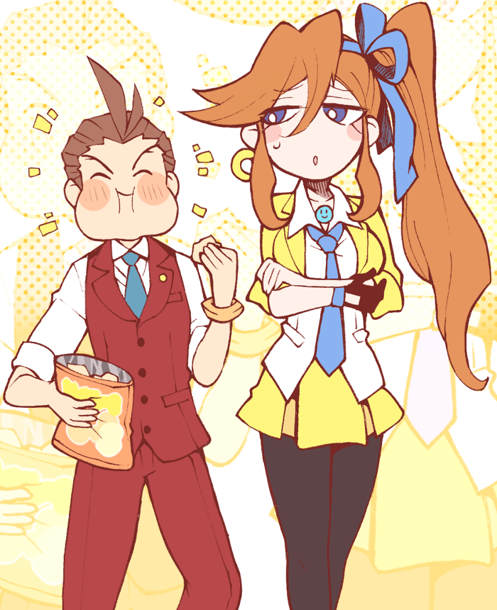 apollo justice and athena cykes (ace attorney and 1 more) drawn by minashirazu
