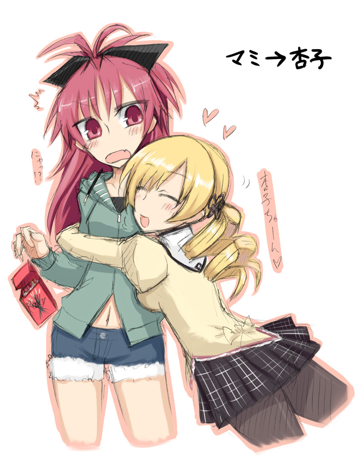 sakura kyoko and tomoe mami (mahou shoujo madoka magica) drawn by kurakumo_nue