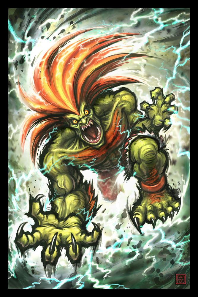 blanka (street fighter) drawn by adam_vehige
