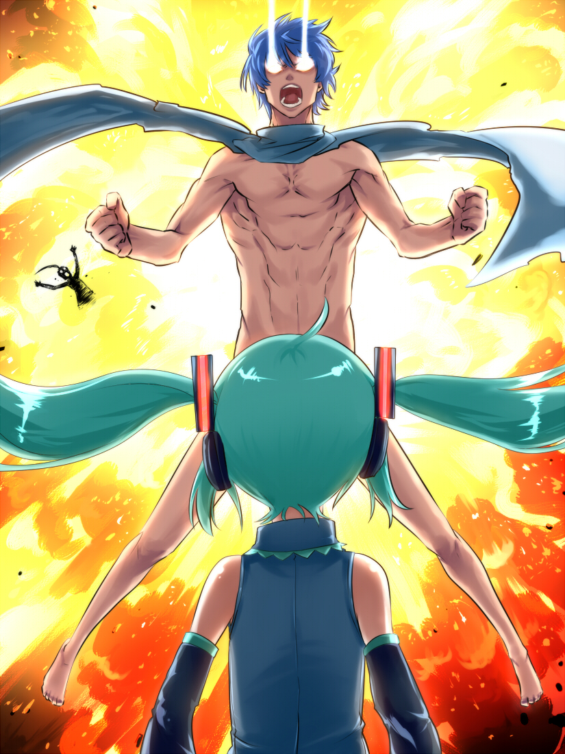 hatsune miku, kaito, and kamui gakupo (vocaloid) drawn by kuroino_(kuroyashiro)