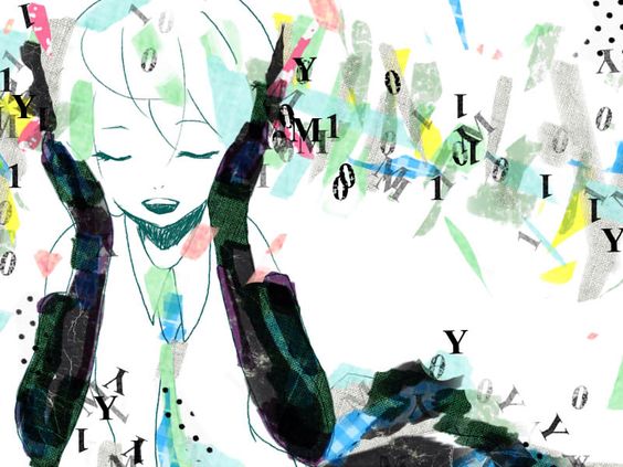 hatsune miku (vocaloid and 1 more) drawn by meola