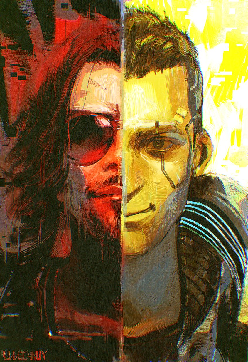 v, johnny silverhand, and vincent (cyberpunk and 1 more) drawn by l1m3candy