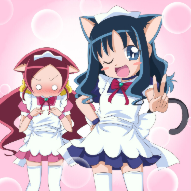 kurumi erika and hanasaki tsubomi (precure and 1 more) drawn by jun_(aoerm)