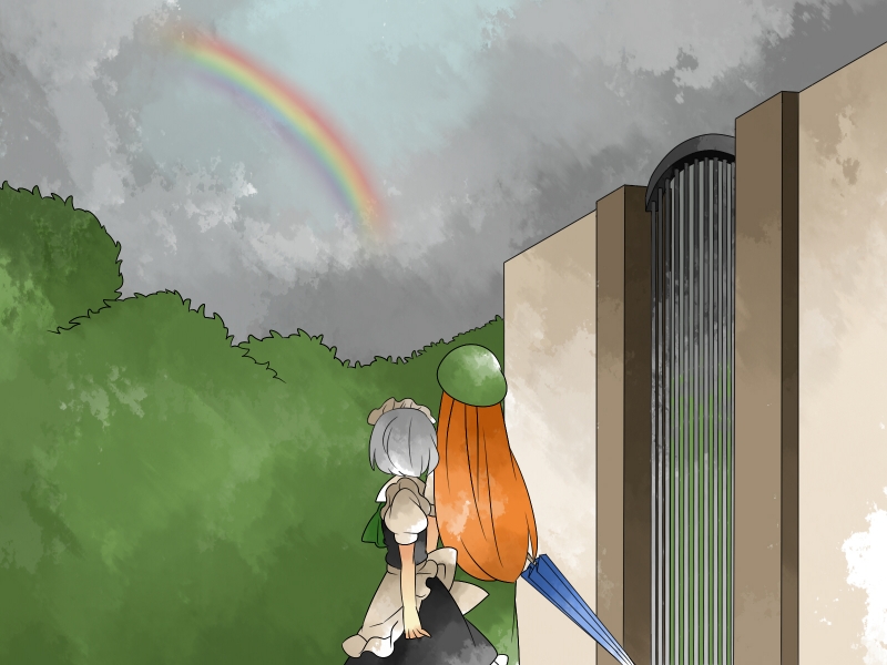 izayoi sakuya and hong meiling (touhou) drawn by hammer_(sunset_beach)