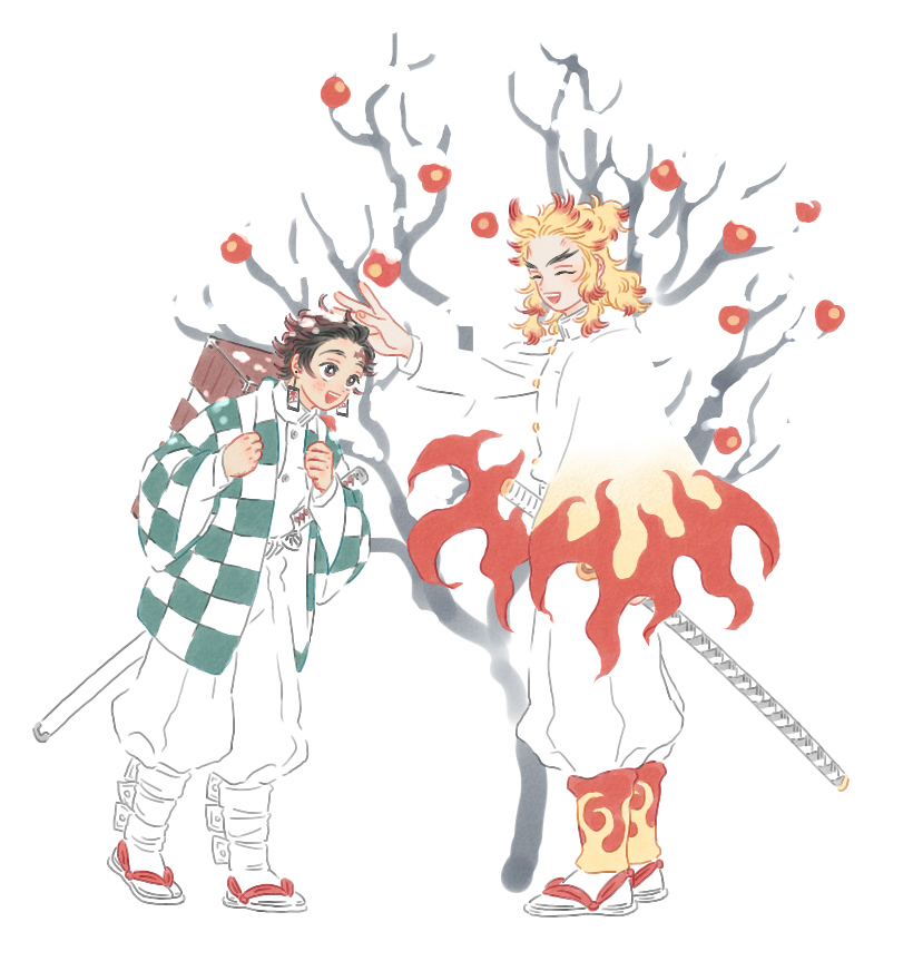 kamado tanjirou and rengoku kyoujurou (kimetsu no yaiba) drawn by illiillllililll