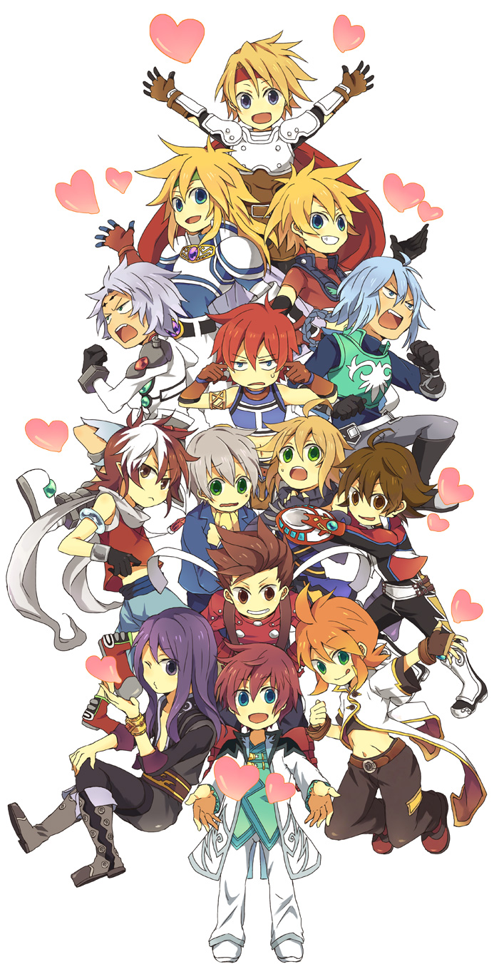 yuri lowell, luke fon fabre, asbel lhant, lloyd irving, emil castagnier, and 9 more (tales of and 14 more) drawn by mekakika