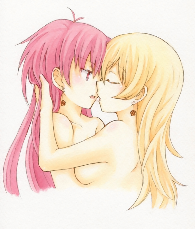 sakura kyoko and tomoe mami (mahou shoujo madoka magica) drawn by takeshisu