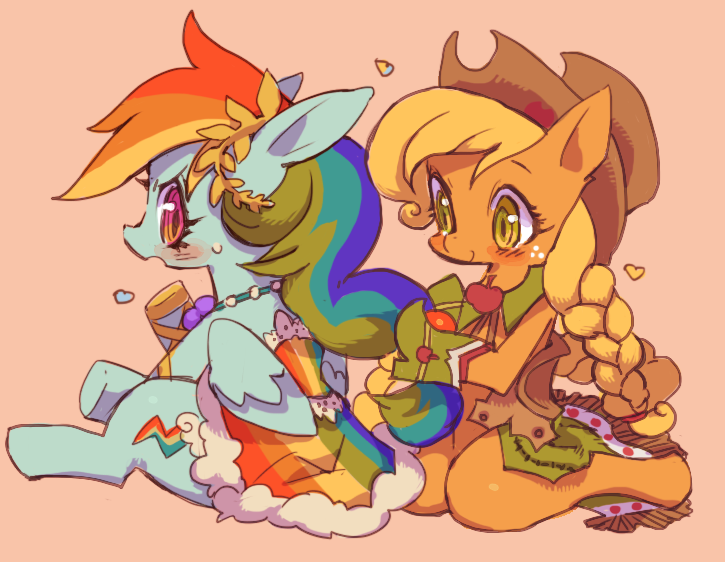 rainbow dash and applejack (my little pony and 1 more) drawn by rikose