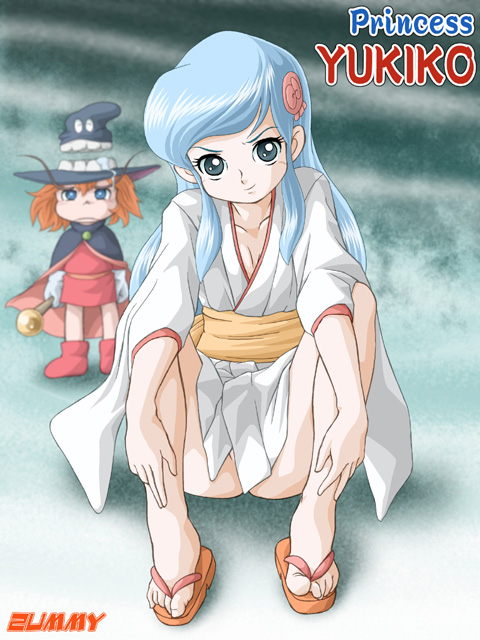 yukiko hime, enma-kun, and chapeauji (dororon enma-kun) drawn by zummy