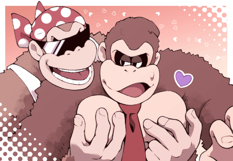 donkey kong and funky kong (donkey kong) drawn by minashirazu