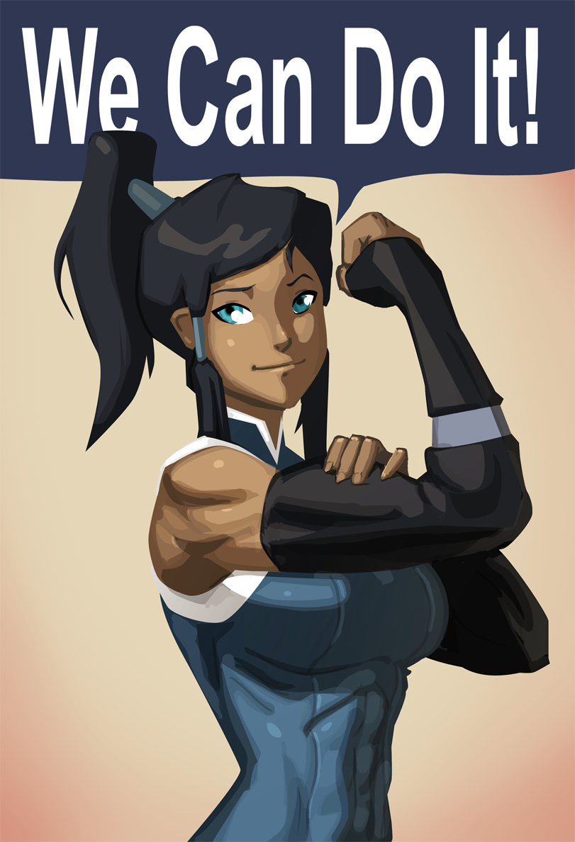 korra and rosie the riveter (avatar legends and 1 more) drawn by morganagod