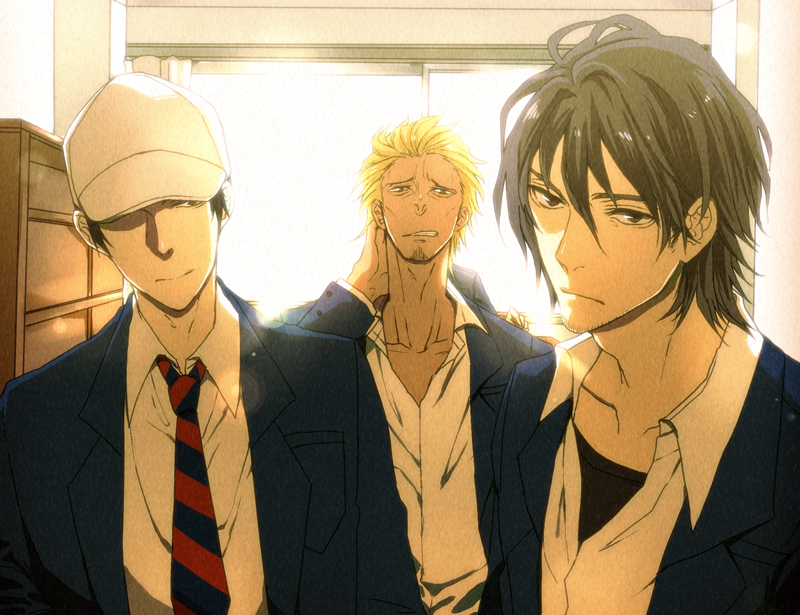 karasawa toshiyuki, president, motoharu, and vice president (danshi koukousei no nichijou) drawn by bluuue