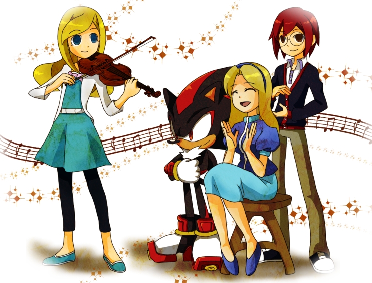 shadow the hedgehog, maria robotnik, and phantom r (sonic and 1 more) drawn by trum_(yomogino66)