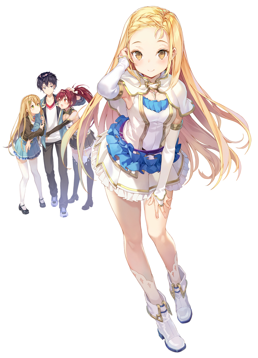 getsuka, yuuto, haruna, and noel (madou shoujo ni tensei shita ore no souken ga yuunou sugiru) drawn by gilse