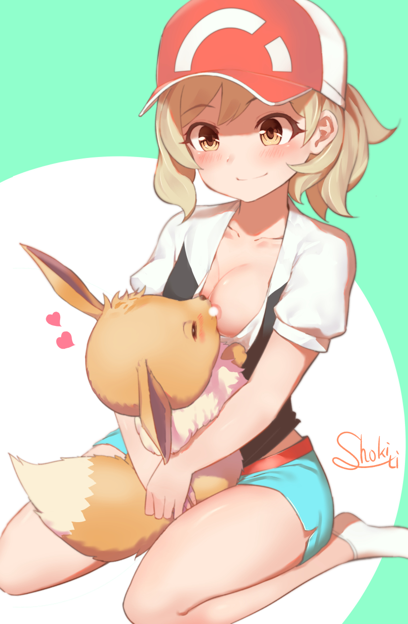 eevee and elaine (pokemon and 1 more) drawn by shoukichi_(shony)