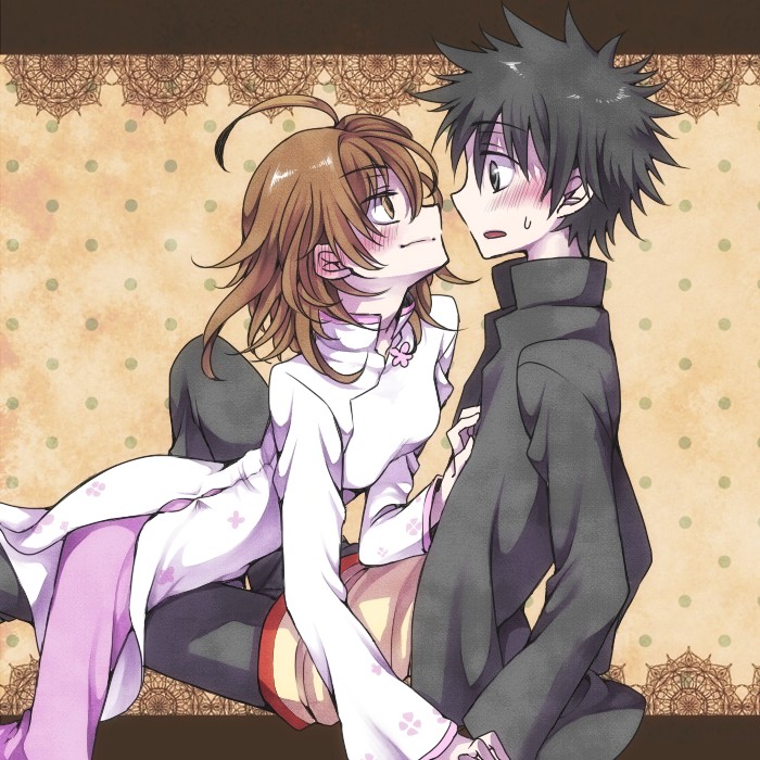 kamijou touma and misaka worst (toaru majutsu no index and 1 more) drawn by spring_water