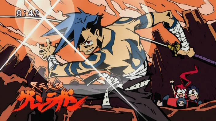 yoko littner, simon, kamina, and lagann (tengen toppa gurren lagann)