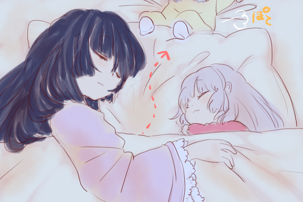 fujiwara no mokou, kamishirasawa keine, and houraisan kaguya (touhou) drawn by komaku_juushoku