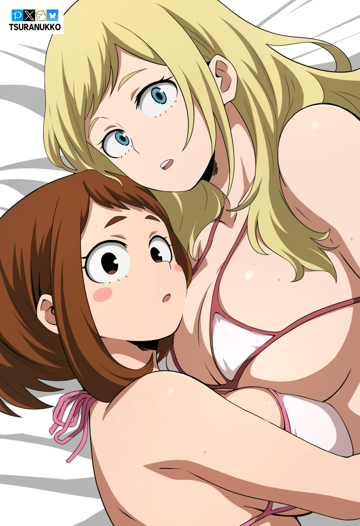 uraraka ochaco and melissa shield (boku no hero academia) drawn by tsuranukko