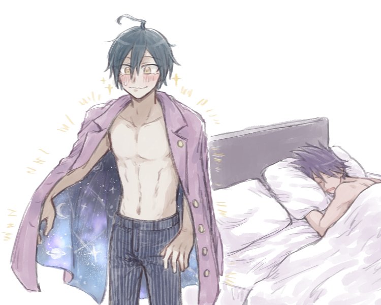 saihara shuichi and momota kaito (danganronpa and 1 more) drawn by niyo_(mmt90cm)