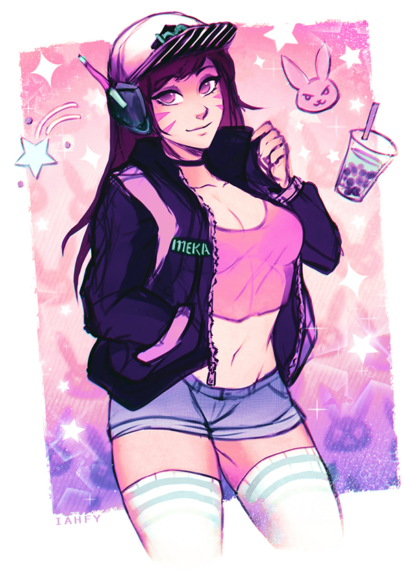 d.va (overwatch and 1 more) drawn by iahfy