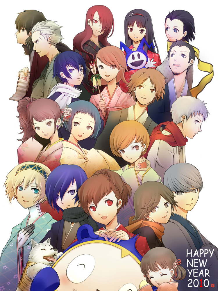 narukami yu, yuuki makoto, shirogane naoto, satonaka chie, aigis, and 19 more (persona and 3 more) drawn by rasneko