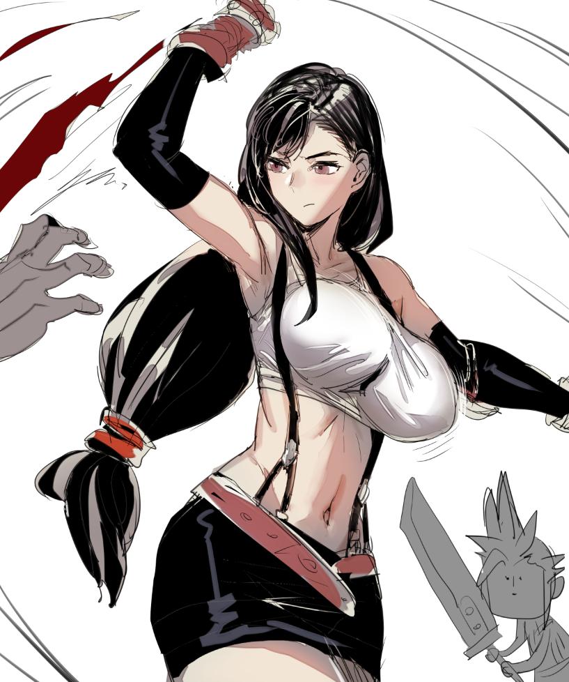 tifa lockhart and cloud strife (final fantasy and 1 more) drawn by bow_(bhp)