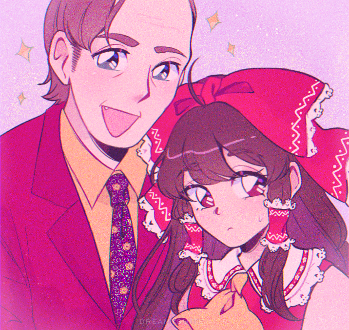 hakurei reimu and saul goodman (touhou and 2 more) drawn by dreamysuite