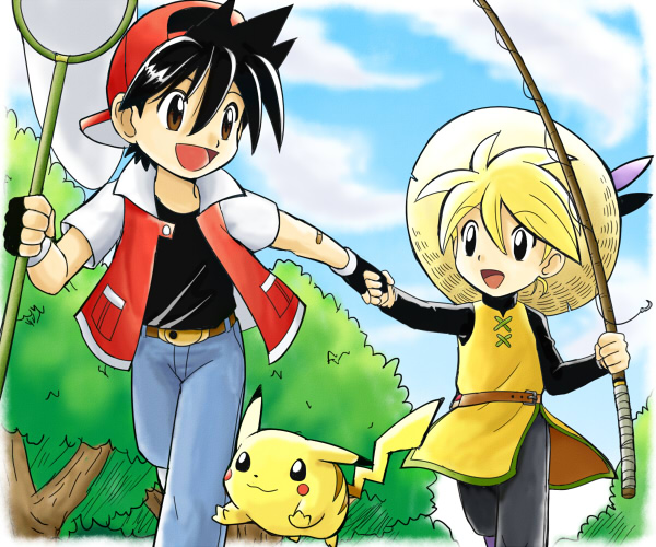 pikachu, red, yellow, and pika (pokemon and 1 more) drawn by pokemoa