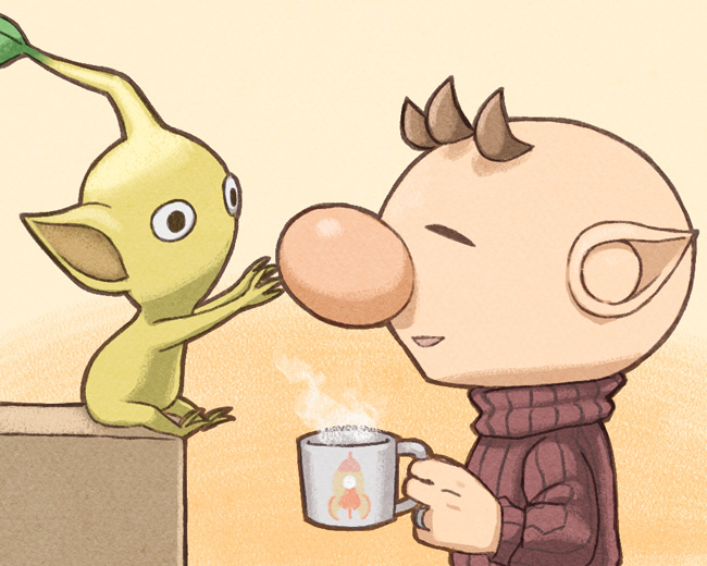 olimar and yellow pikmin (pikmin) drawn by naru_(wish_field)