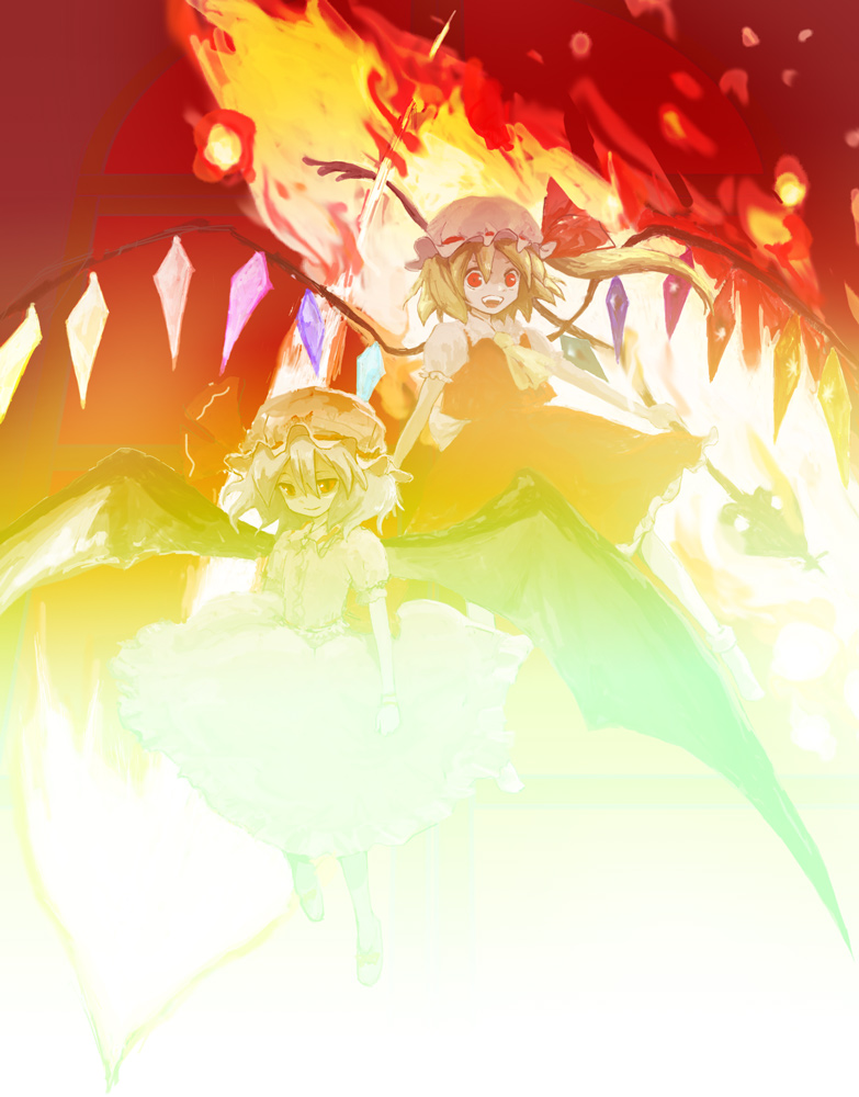 remilia scarlet and flandre scarlet (touhou) drawn by poncho_(poncho)