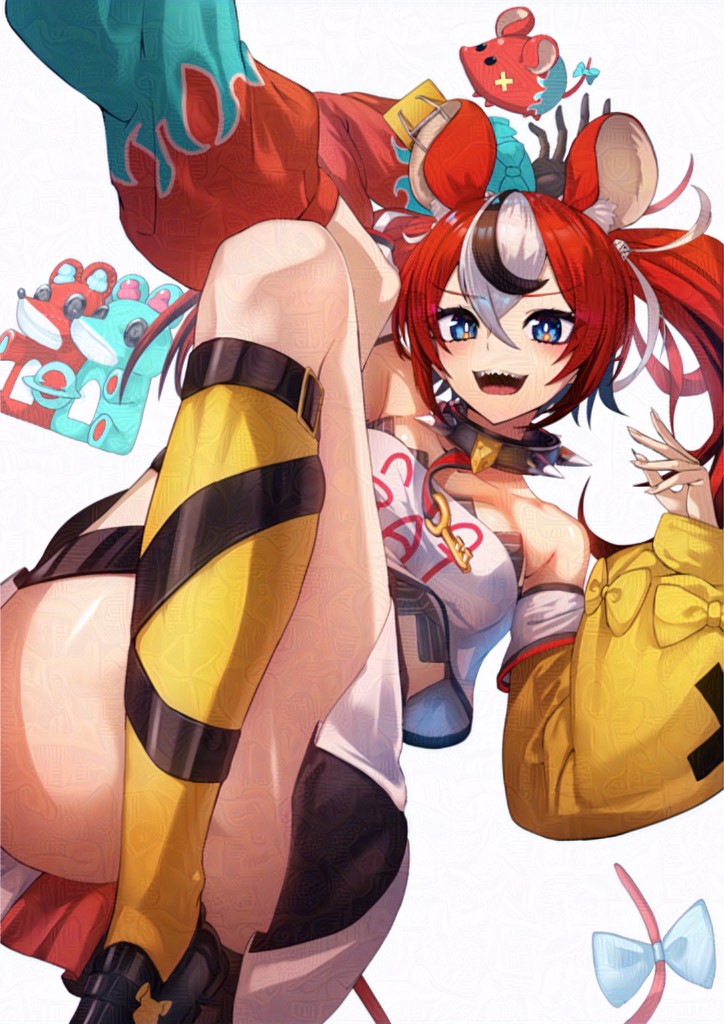 hakos baelz and mr. squeaks (hololive and 1 more) drawn by raiko_kakaba