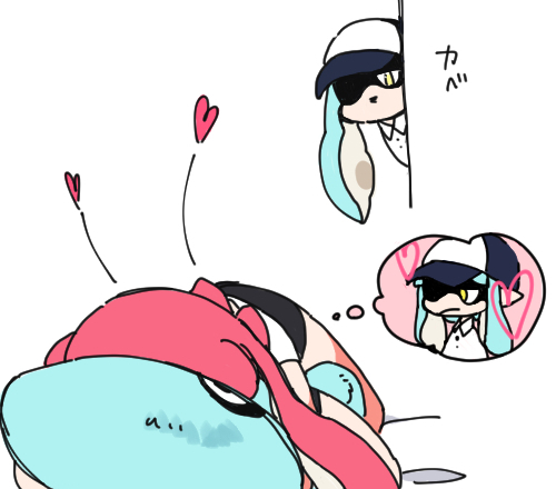inkling player character and inkling girl (splatoon and 1 more) drawn by yoshida_(yooosida)