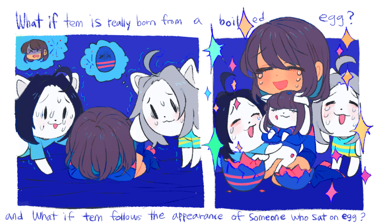 frisk and temmie (undertale) drawn by soseji_(tjduswjd)