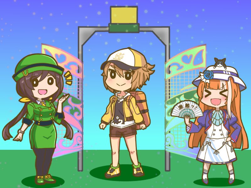 hayakawa tazuna, akikawa yayoi, and satake mei (umamusume) drawn by mr._ebidou