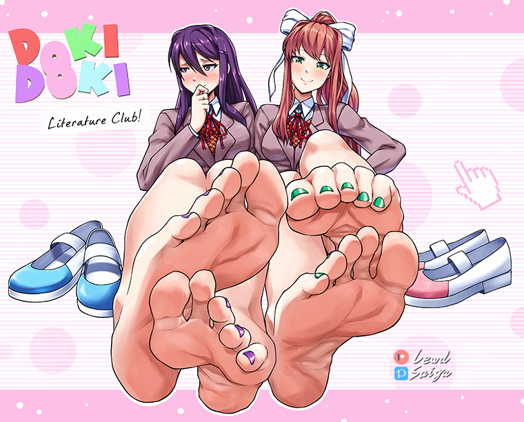 monika and yuri (doki doki literature club) drawn by lewdsaiga
