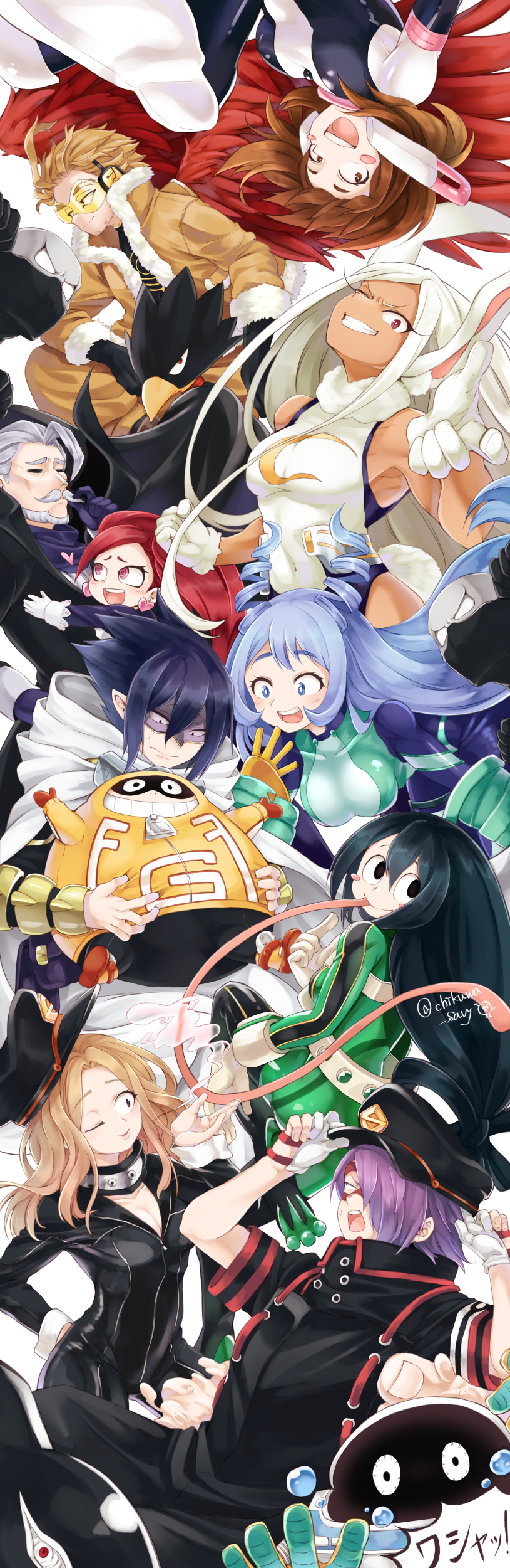 mirko, uraraka ochaco, asui tsuyu, hawks, hado nejire, and 8 more (boku no hero academia) drawn by chikuwa_savy